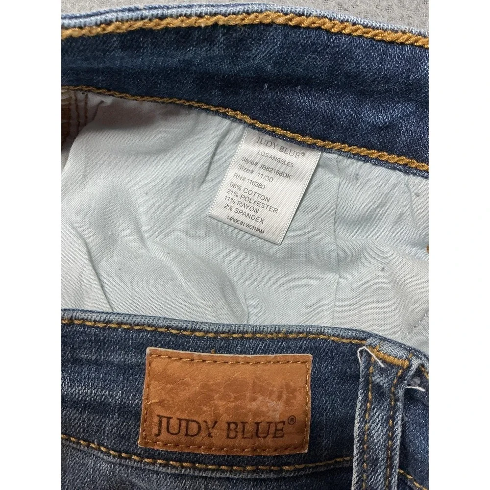 Judy Blue Jeans Womens‎ 11/30 Blue Medium Skinny Distressed Animal Print Denim